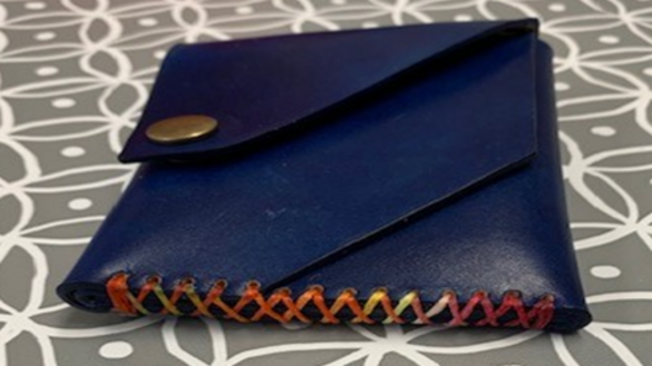 Haus Mariatrost Lederworkshop Geldtasche blau